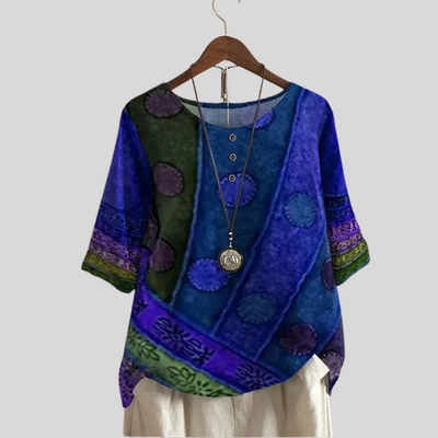 Montiqeu - Boho-Chic Dames Tuniek in Kleurrijke Patchwork Stijl