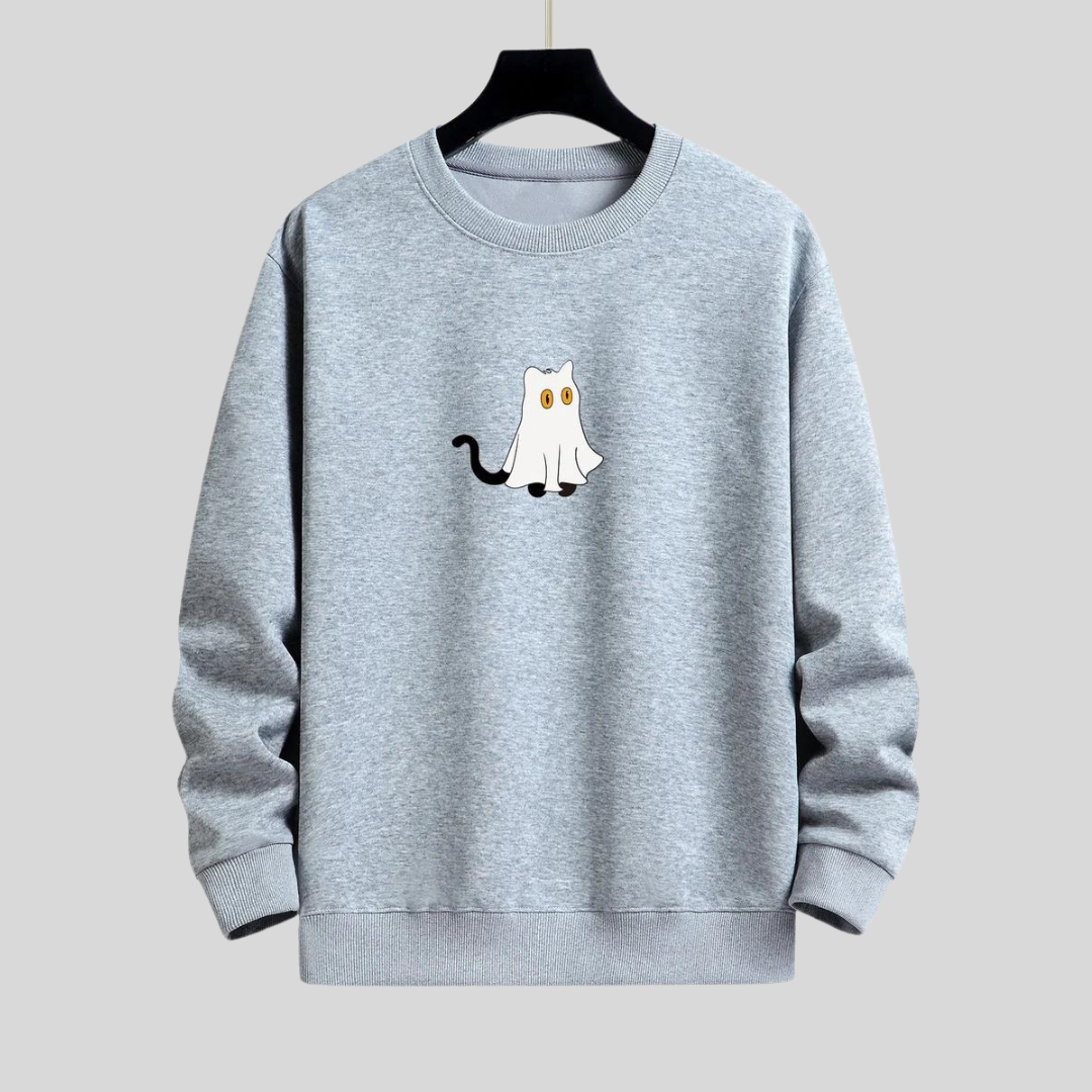 Montiqeu - Cat Ghost Relax Fit Sweatshirt Voor Mannen