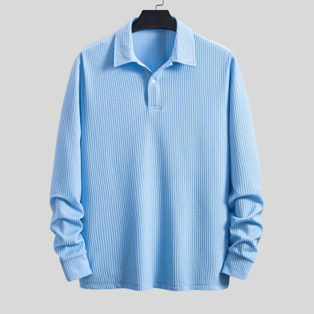 Montiqeu - Long Sleeve Ribbed Polo Voor Mannen