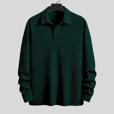 Montiqeu - Long Sleeve Ribbed Polo Voor Mannen