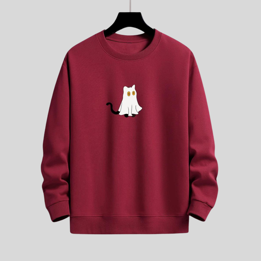 Montiqeu - Cat Ghost Relax Fit Sweatshirt Voor Mannen