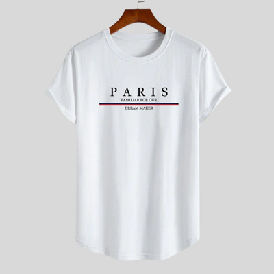 Montiqeu - Gestreept Paris Slogan Print Katoenen Arc Home T-Shirt