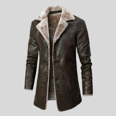 Montique - Luxe Leren Jas met Shearling Voering voor Heren