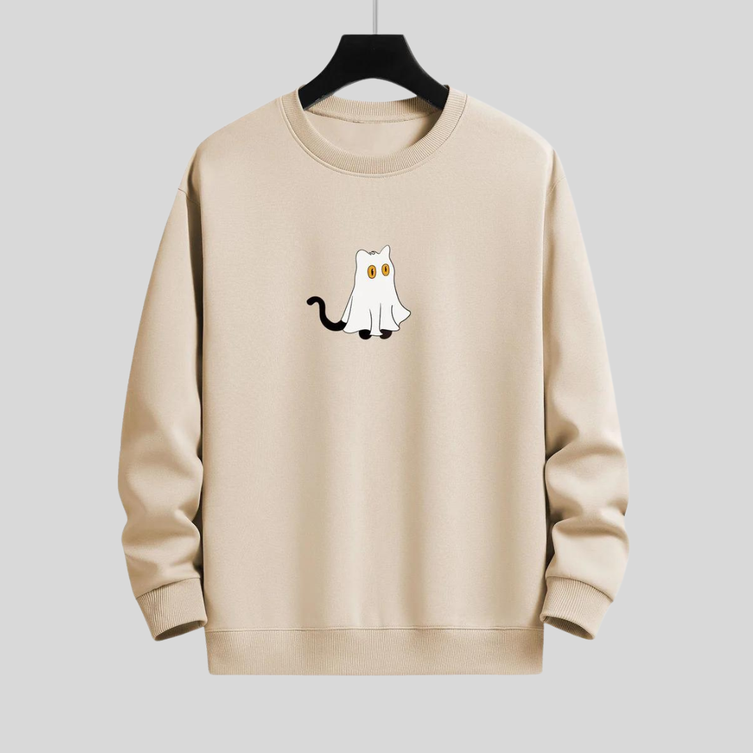 Montiqeu - Cat Ghost Relax Fit Sweatshirt Voor Mannen