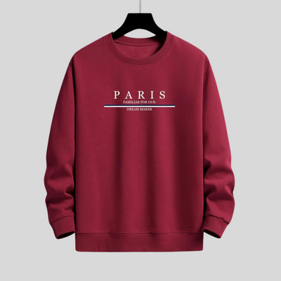 Montiqeu - Stripe Paris Slogan Print Relax Fit Sweatshirt