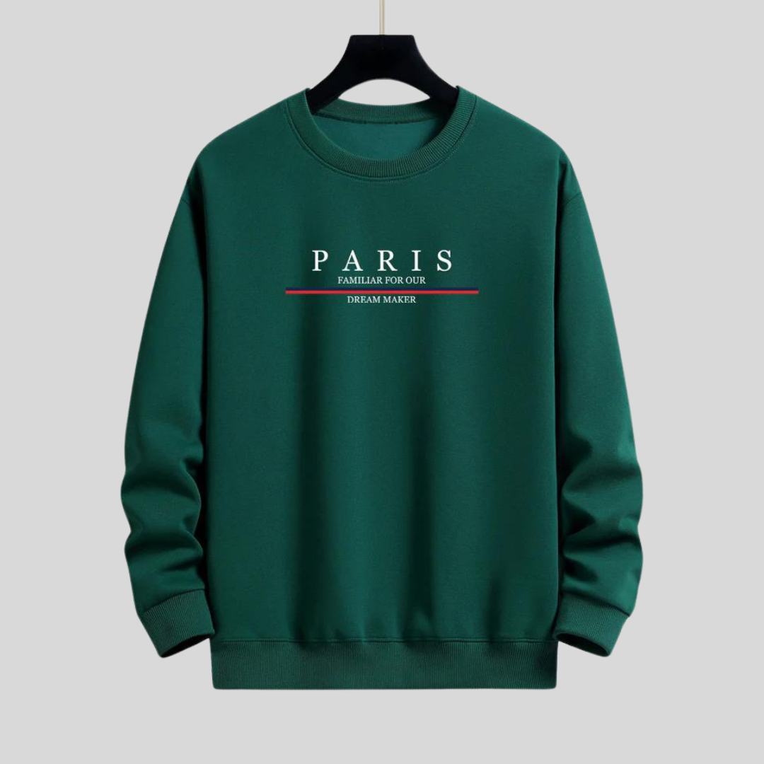 Montiqeu - Stripe Paris Slogan Print Relax Fit Sweatshirt