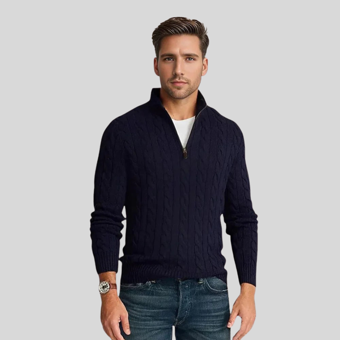 Montiqeu - Cable Knit Zip Trui