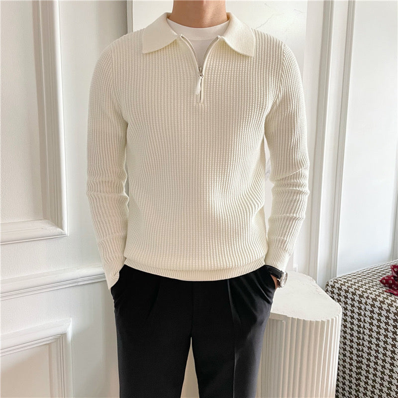 Montiqeu - Cotton Knit Half-Zip Trui