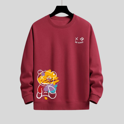 Montiqeu - Graffiti Bear Print Relax Fit Sweatshirt