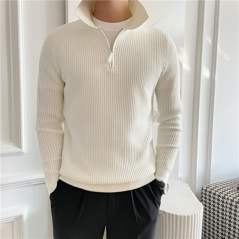 Montiqeu - Cotton Knit Half-Zip Trui