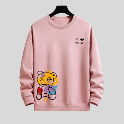 Montiqeu - Graffiti Bear Print Relax Fit Sweatshirt