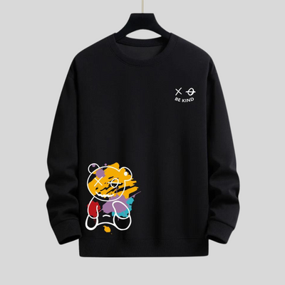 Montiqeu - Graffiti Bear Print Relax Fit Sweatshirt