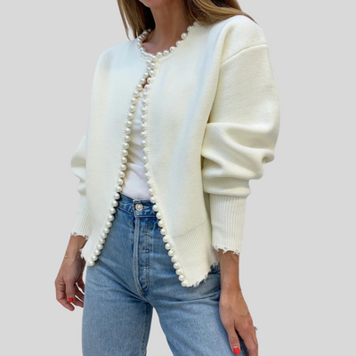 Montique - Elegante Cardigan voor Vrouwen met Pareldetail