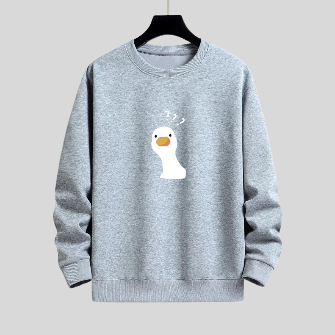 Montiqeu - Vraagteken Twijfelachtige eend print Relax Fit Sweatshirt voor mannen