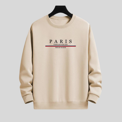 Montiqeu - Stripe Paris Slogan Print Relax Fit Sweatshirt