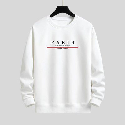 Montiqeu - Stripe Paris Slogan Print Relax Fit Sweatshirt