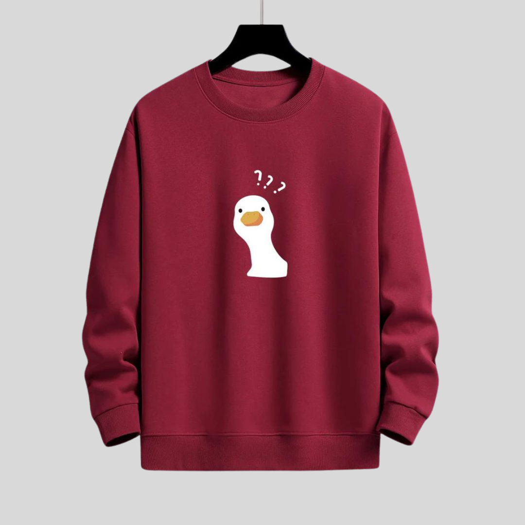 Montiqeu - Vraagteken Twijfelachtige eend print Relax Fit Sweatshirt voor mannen