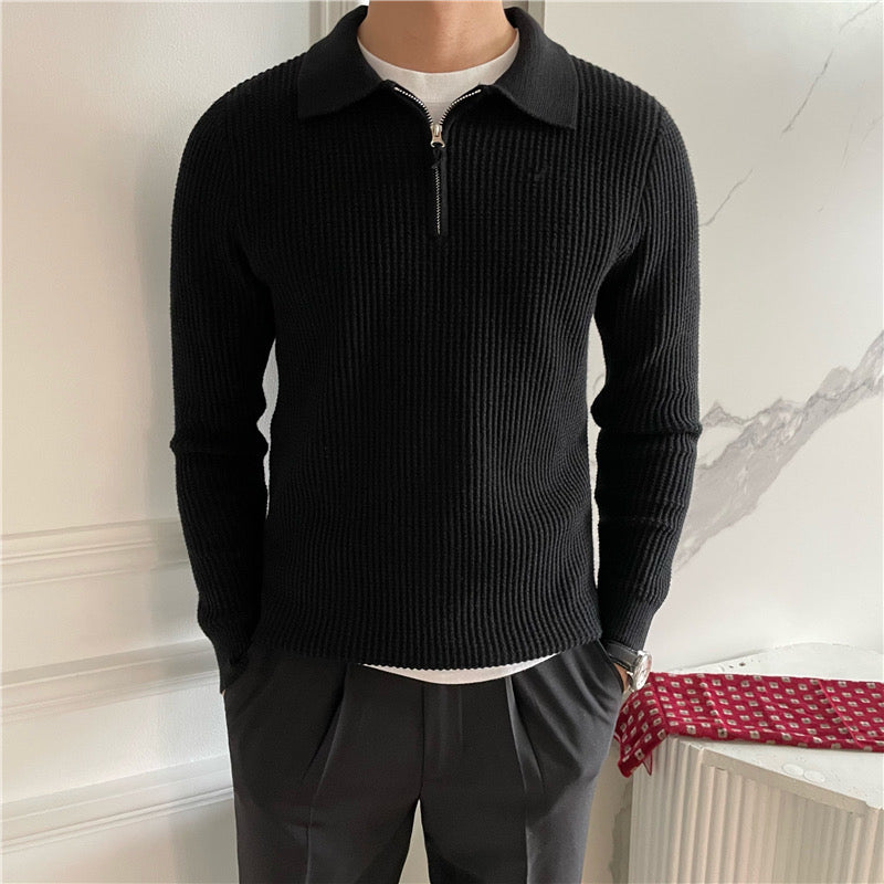 Montiqeu - Cotton Knit Half-Zip Trui