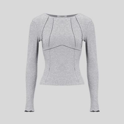 Montique - Elegante Geribbelde Longsleeve Top voor Vrouwen