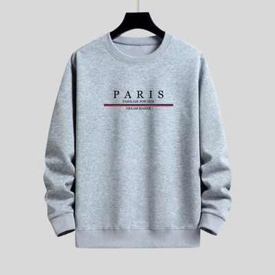 Montiqeu - Stripe Paris Slogan Print Relax Fit Sweatshirt