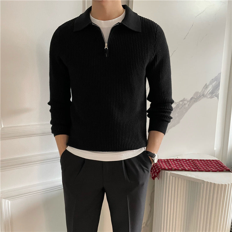 Montiqeu - Cotton Knit Half-Zip Trui