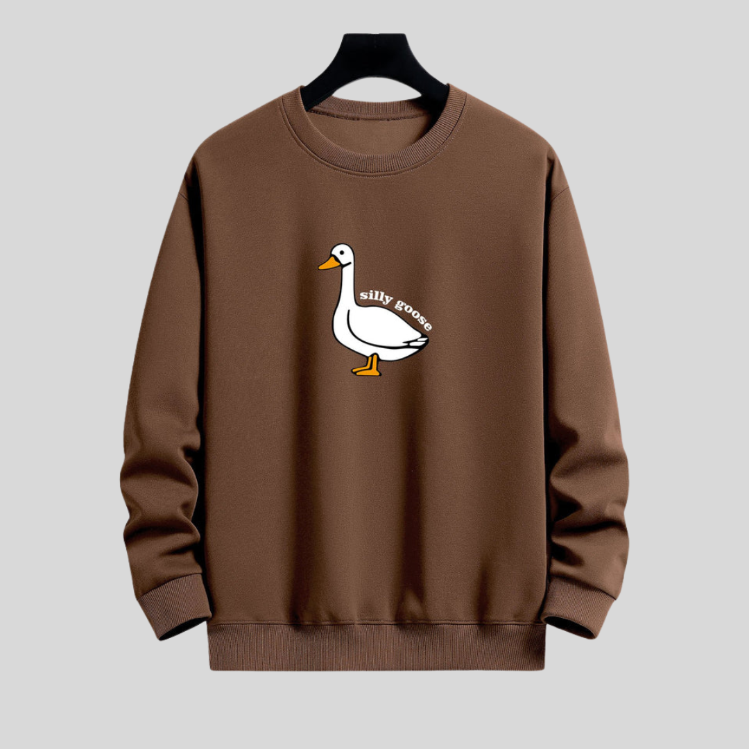 Montiqeu - Silly Goose Print Relaxed Fit Sweatshirt Voor Mannen