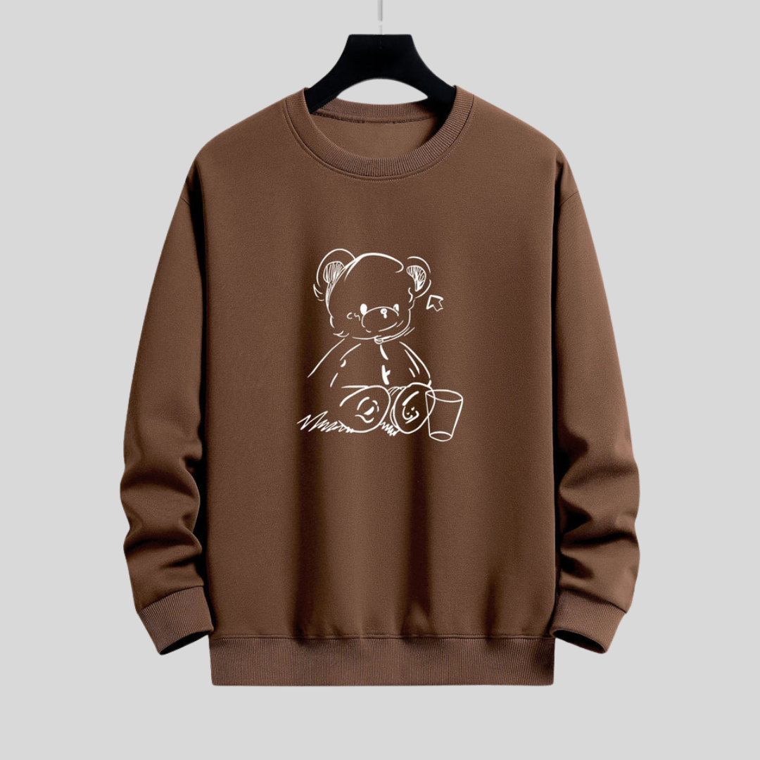 Montiqeu - Bear Print Relax Fit Sweatshirt Voor Mannen