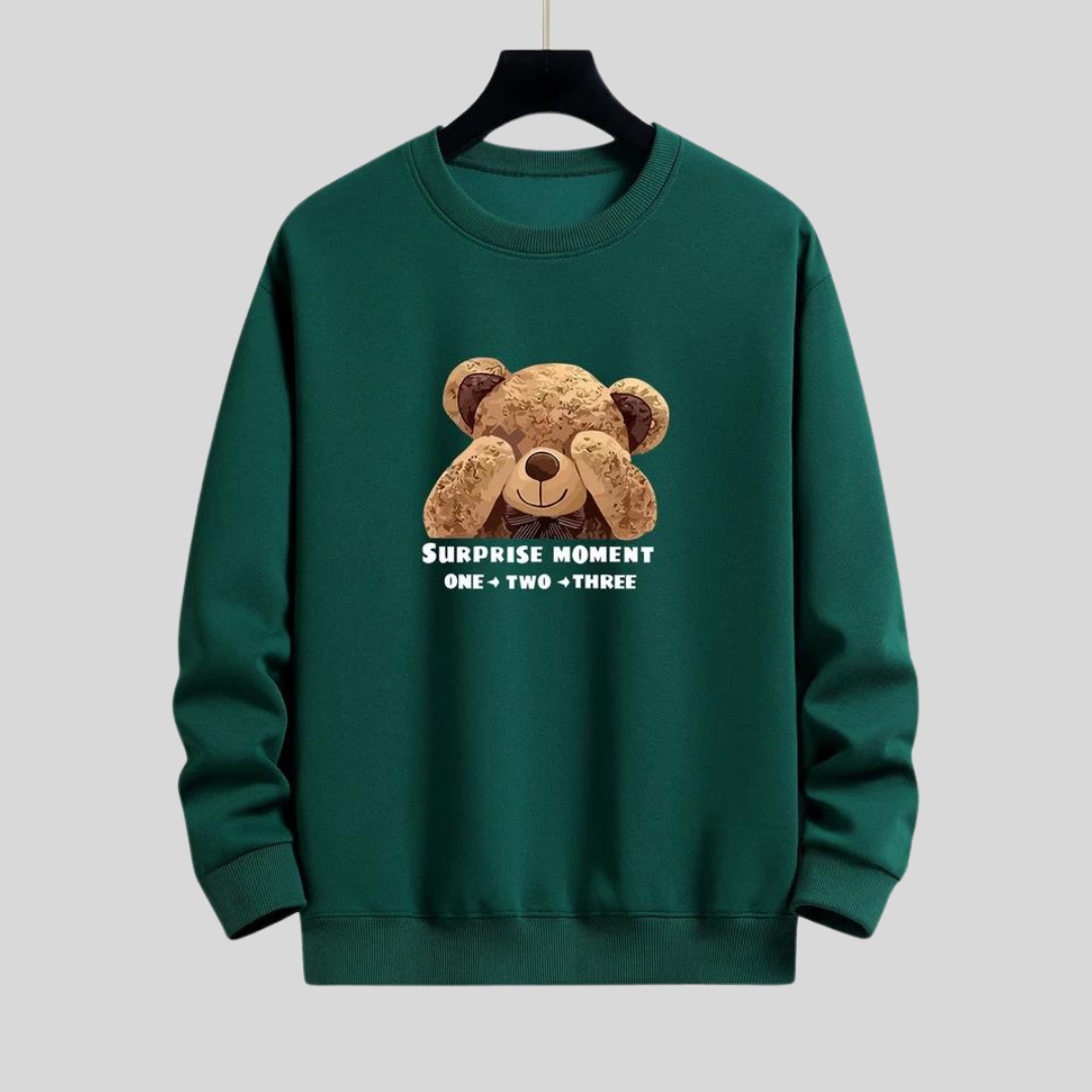 Montiqeu - Slogan Bear Slogan Print Relax Fit Sweatshirt Voor Mannen