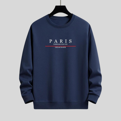 Montiqeu - Stripe Paris Slogan Print Relax Fit Sweatshirt