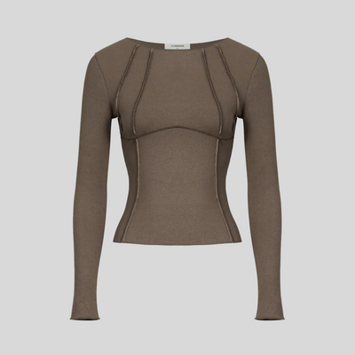 Montique - Elegante Geribbelde Longsleeve Top voor Vrouwen