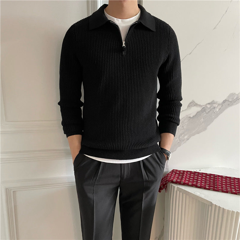 Montiqeu - Cotton Knit Half-Zip Trui