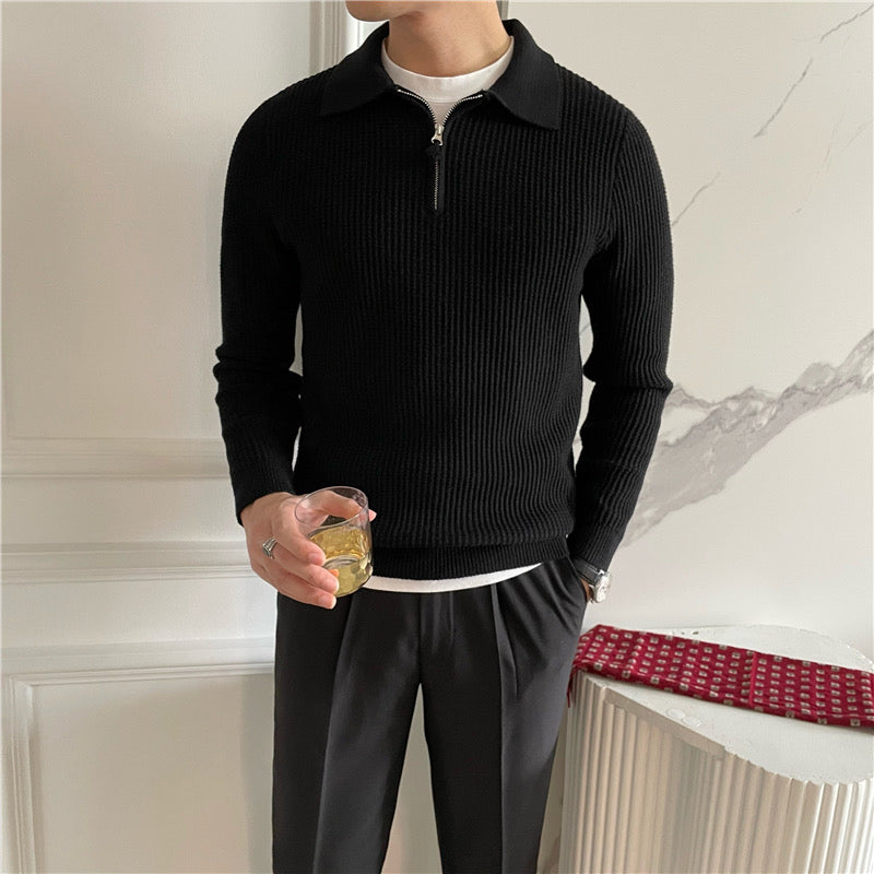 Montiqeu - Cotton Knit Half-Zip Trui