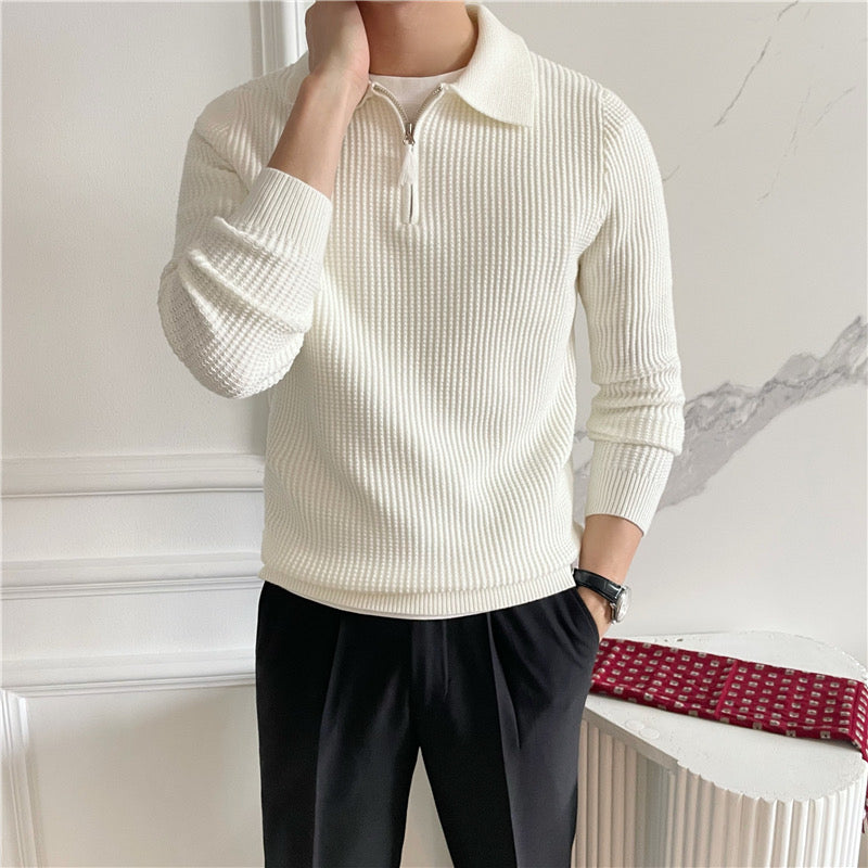 Montiqeu - Cotton Knit Half-Zip Trui