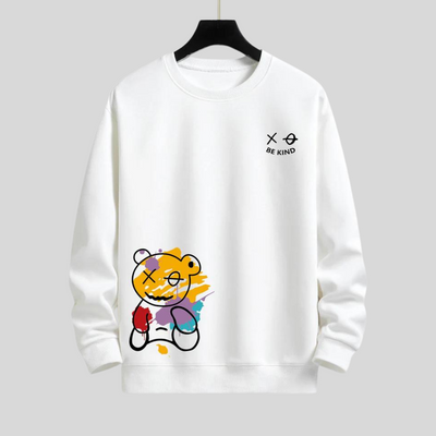 Montiqeu - Graffiti Bear Print Relax Fit Sweatshirt